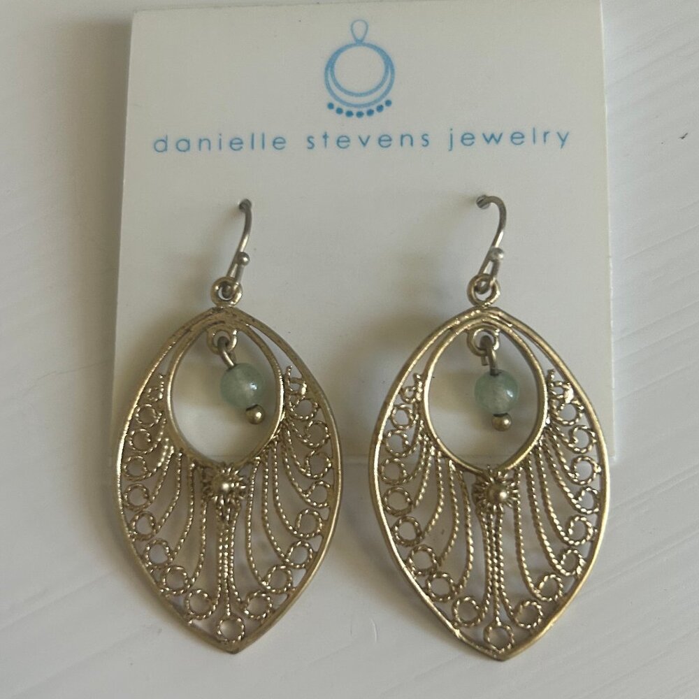 Danielle Stevens filigree gold tone dangle earrings